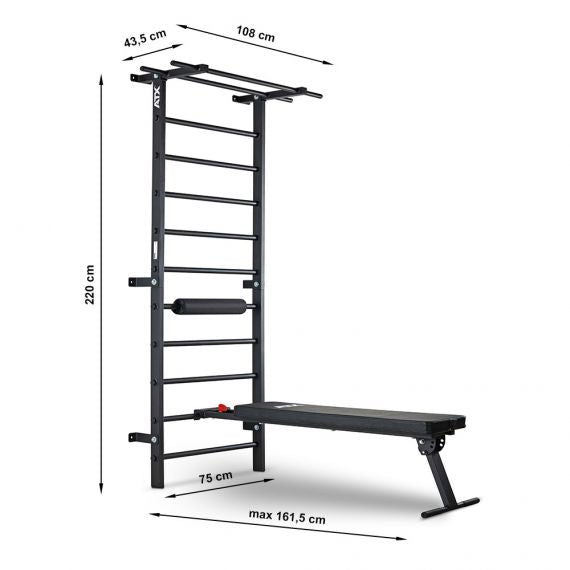 ATX® Wall Bar Gym / Sprossenwand mit Bank Maße