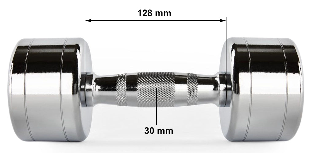 Trainingshanteln Chrom - 1 bis 10 kg Maße