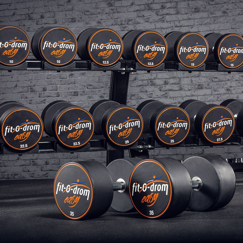 Polyurethan Dumbbell - Customer Logo - in 2 kg Steps - Kompakthantelsatz 4 - 60 kg