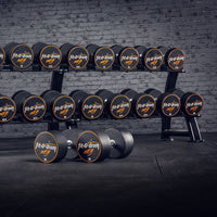 Polyurethan Dumbbell - Customer Logo - in 2 kg Steps - Kompakthantelsatz 4 - 60 kg