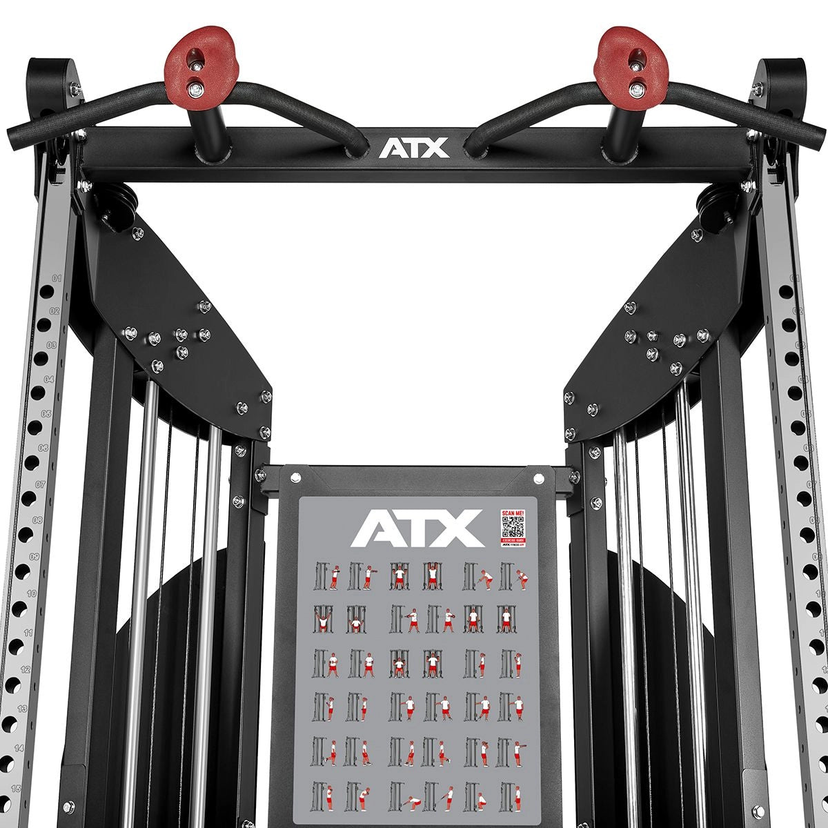 ATX® Dual Pulley – Kabelzugstation Stack Weight Multi-Gripp Klimmzugstange – griffig gerändelt, hervorragende Griffigtkeit und praktisch verschleißfrei