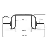 ATX® Hex Bar 50mm Compact - Open Maße: Gesamtlänge: 150 cm; Griffdurchmesser: 32 mm; Beladbare Aufnahme: 255 cm