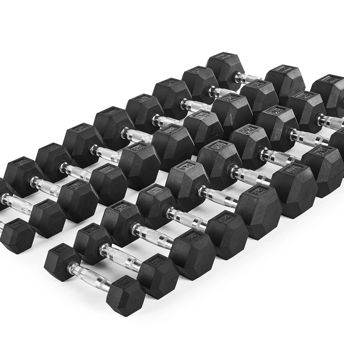 Synergee Hex Hantel 9 Kg, Gummiert Mit Chromgriff – Sechseckiges Design Für Krafttraining
