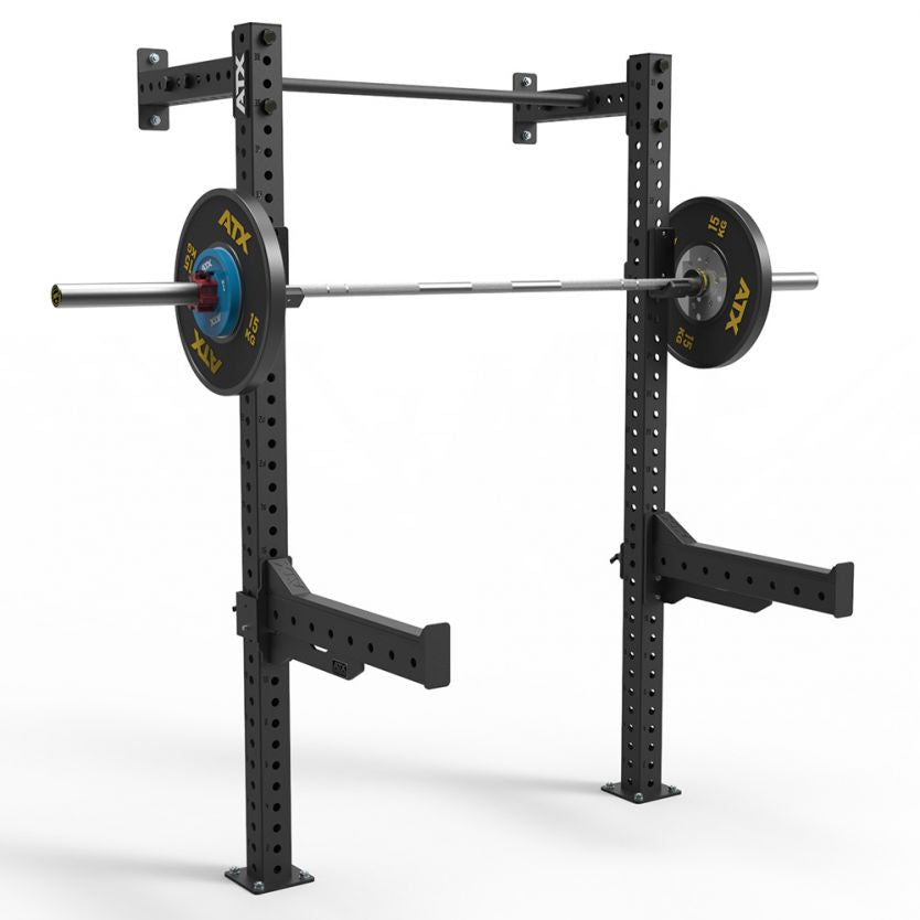  ATX® Half Rack - Wall 810 - Höhe 197 cm mit Spotter Arms, Langhantelstange und Gewichtsscheiben