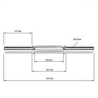 Kurzhantelstange mit glatten Aufnahmen, 30 mm x 375 mm 