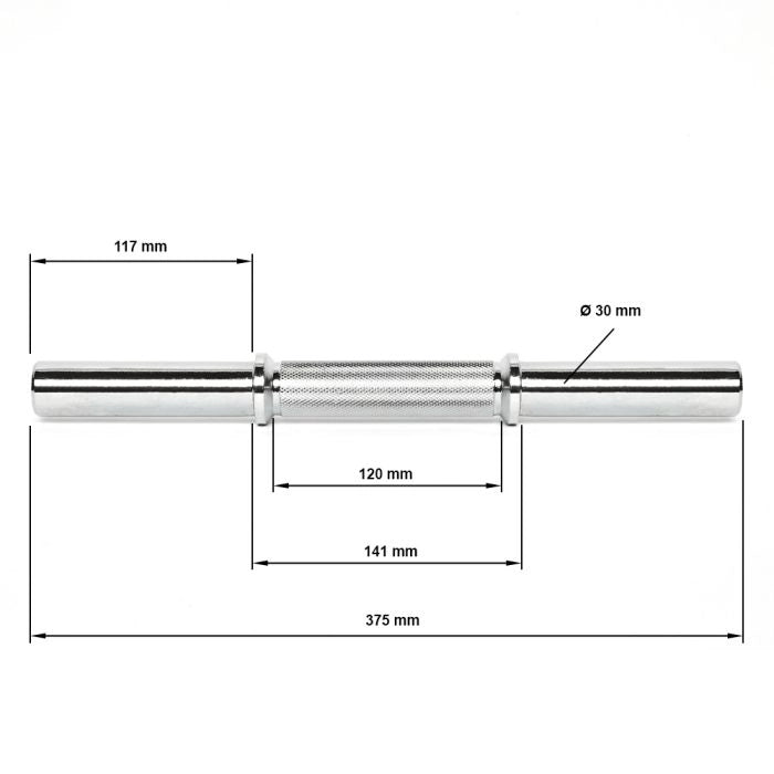 Kurzhantelstange mit glatten Aufnahmen, 30 mm x 375 mm 