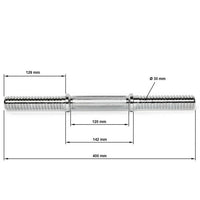 Kurzhantelstange Gewinde 30 mm x 400 mm Maße: Gesamtlänge: 400 mm; Griffdurchmesser: 30 mm