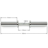 Kurzhantel mit Kugellagerung 50 mm - inkl. Verschlüsse Maße: Gesamtlänge: 510 mm; Griff-Innenmaß: 130 mm; Griffdurchmesser: 26 mm