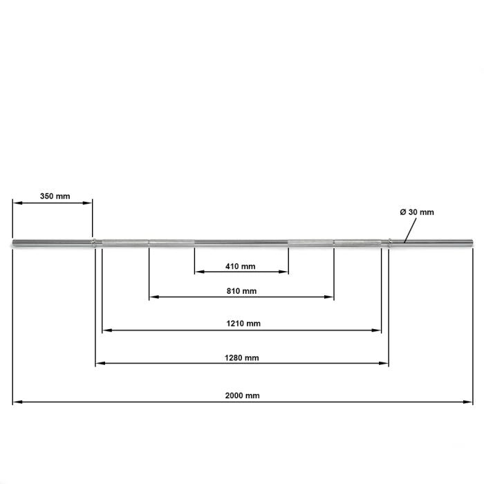 Langhantelstange 30 mm x 200 cm - glatte Aufnahme - Maße