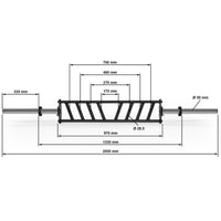 ATX® Multi Grip Bar - Diagonal - 30 mm Maße: Gesamtlänge: 2000 mm; Griffdurchmesser: 28,5 mm; Länge-Scheibenaufnahme: 335 mm 