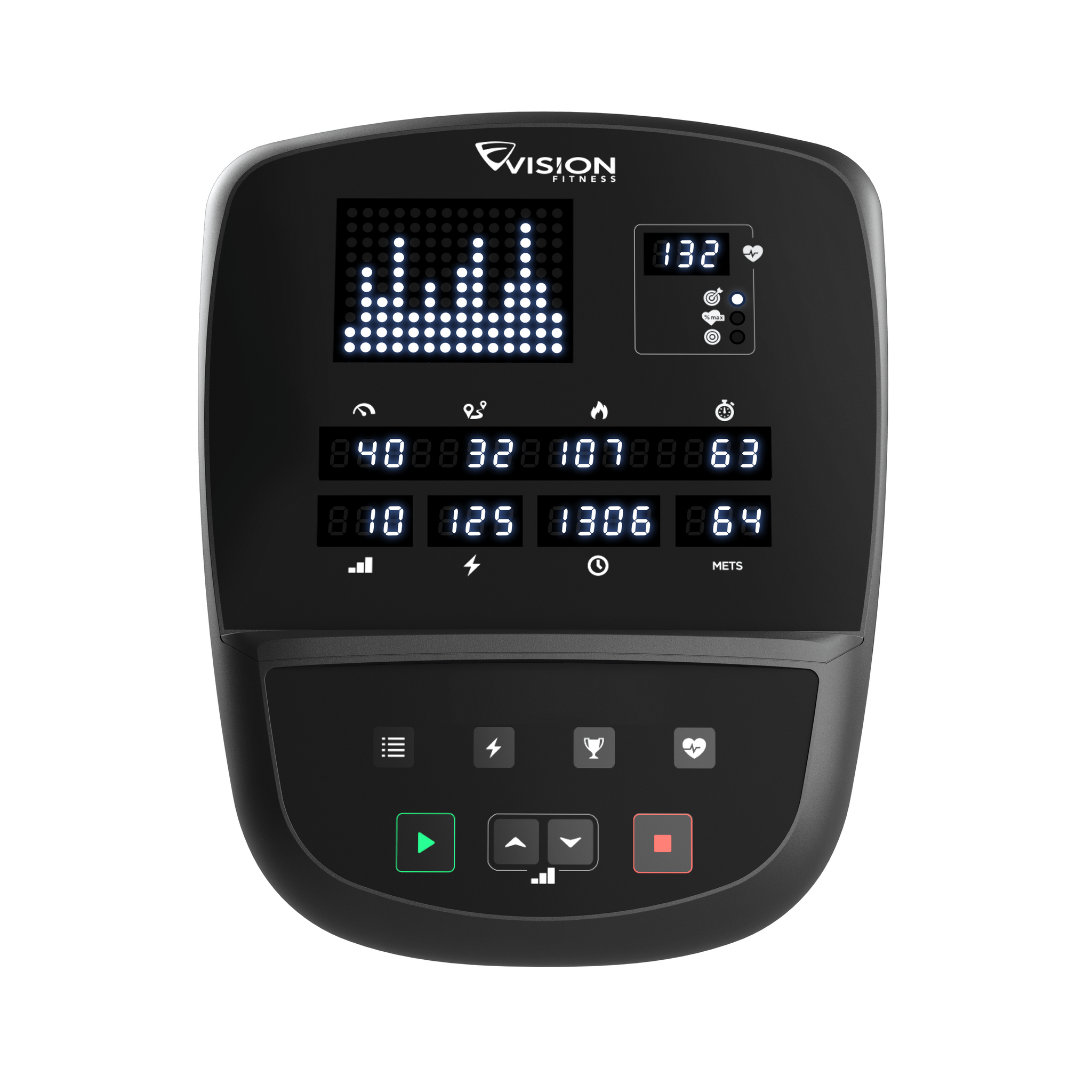 Fahrradergometer U60 - Vision Fitness Ansicht Bildschirm