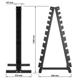 Hantelpyramide - für 10 Paar Hanteln - schwarz Maße: Breite: 65 cm; Höhe 135 cm; Tiefe: 51 cm