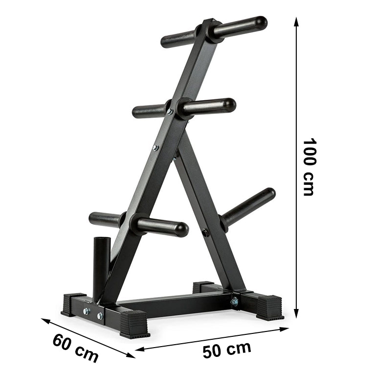 Hantelscheibenständer 50mm - Weight Rack mit Stangenfach Maße: Höhe: 100 cm; Breite: 60 cm; Tiefe: 50 cm