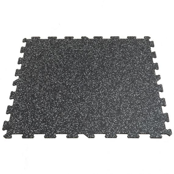 Gymfloor® Bodenbelag Puzzleplatte 956 x 956 x 8 mm - schwarz mit grauen Granulaten