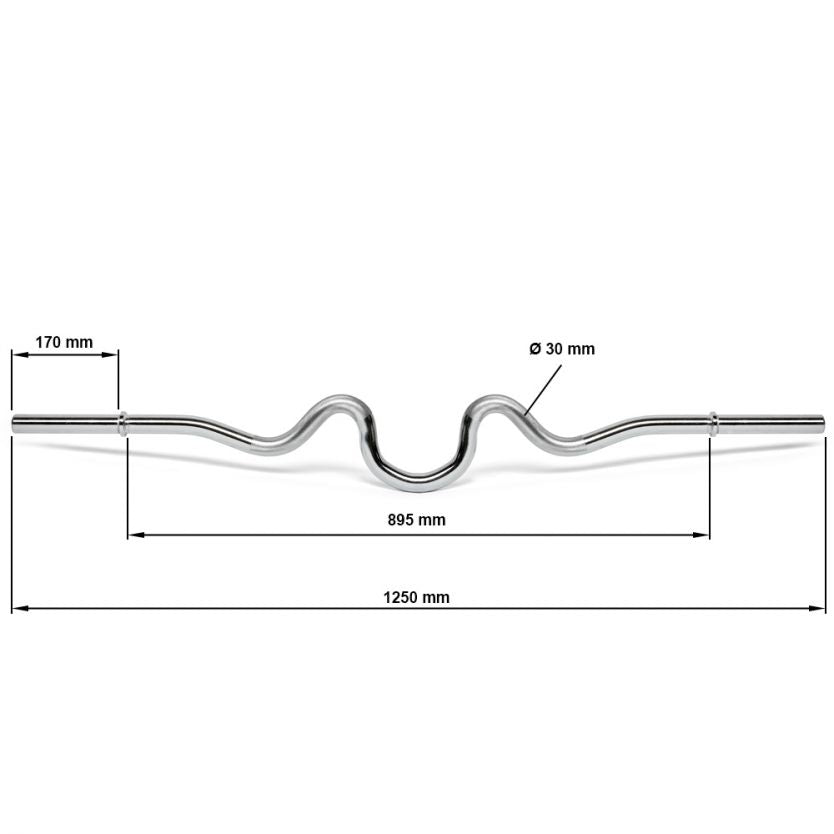 Super-SZ-Curlstange - 30 mm x 125 cm - glatte Aufnahme Maße: Gesamtlänge: 125 cm; Griffdurchmesser: 30 mm; Gewicht: 7 kg