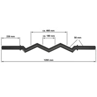 SZ Fat Bar 50 mm Maße: Gesamtlänge: 1200 mm; Griff-Durchmesser: Ø 50 mm; Gewicht: 3,3 kg