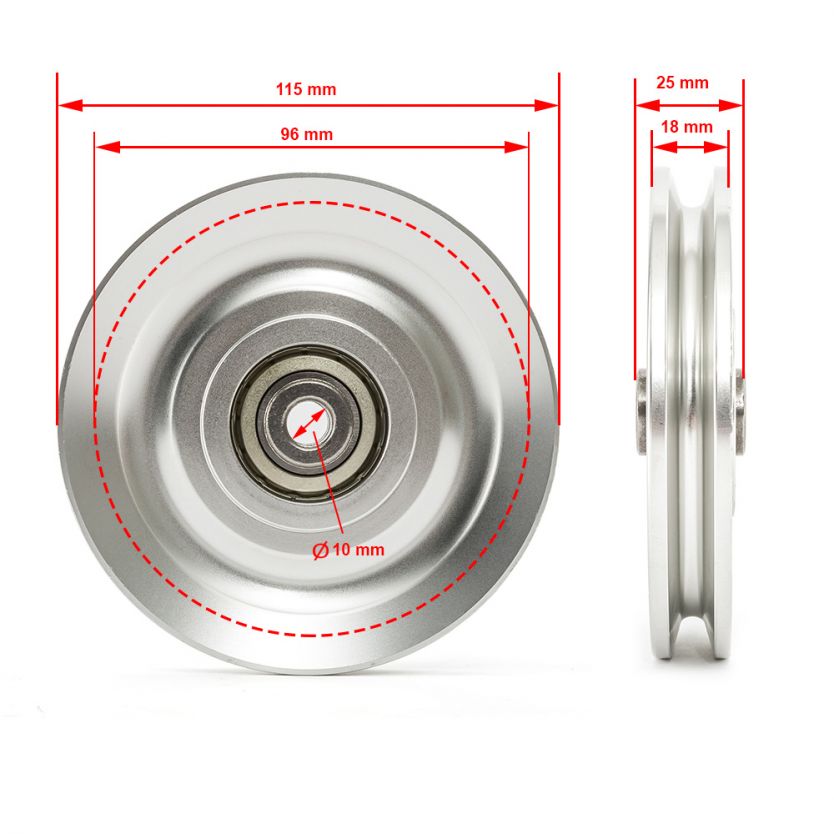 Rope pulley / deflection pulley - aluminum Ø 115 mm