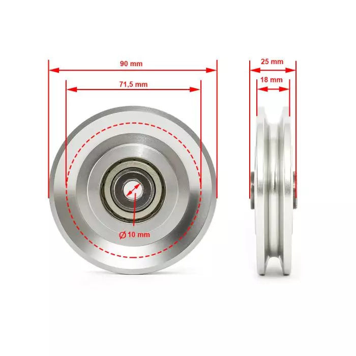 Rope pulley / deflection pulley - aluminum Ø 90 mm