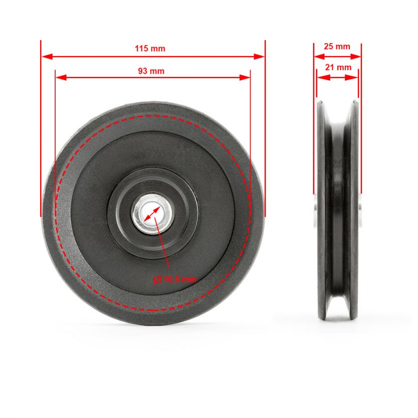 Seilrolle / Umlenkrolle Kunststoff Ø 115 MM Maße